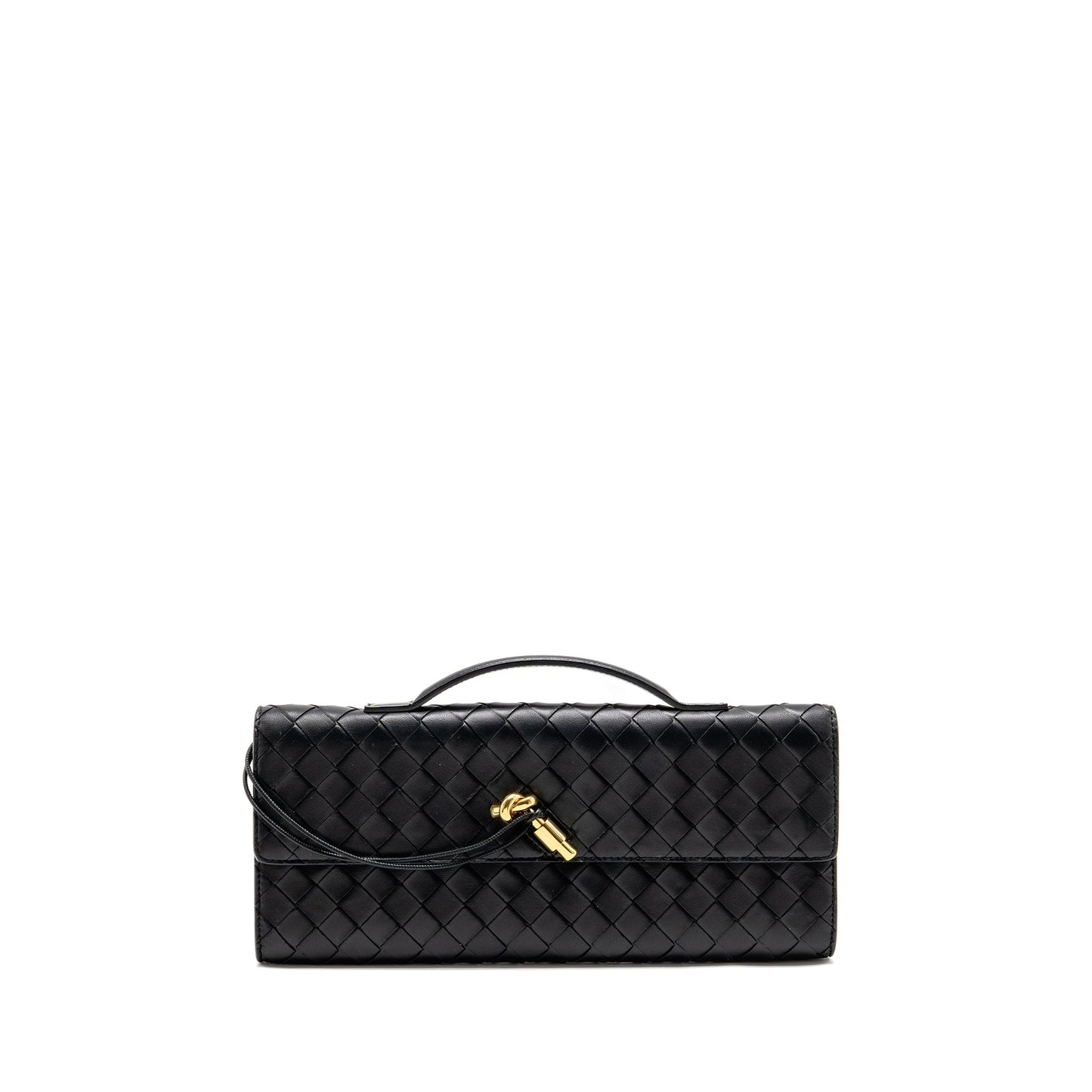 Bottega Veneta Andiamo Clutch Intrecciato Calfskin Black