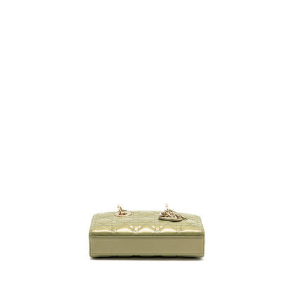 Dior Small Lady D-Joy Purse Cannage Patent Leather Iridescent Green