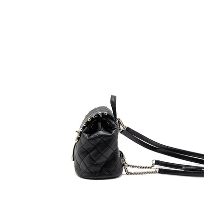 Chanel Quilted Metallic Bubble Backpack Lambskin Black Multicolour Hardware