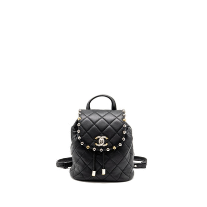 Chanel Quilted Metallic Bubble Backpack Lambskin Black Multicolour Hardware
