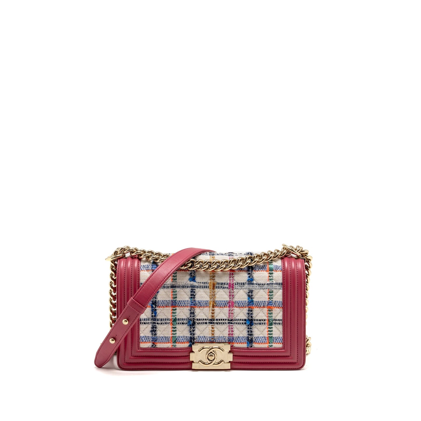 Chanel Medium Boy Bag fabric / leather pink LGHW