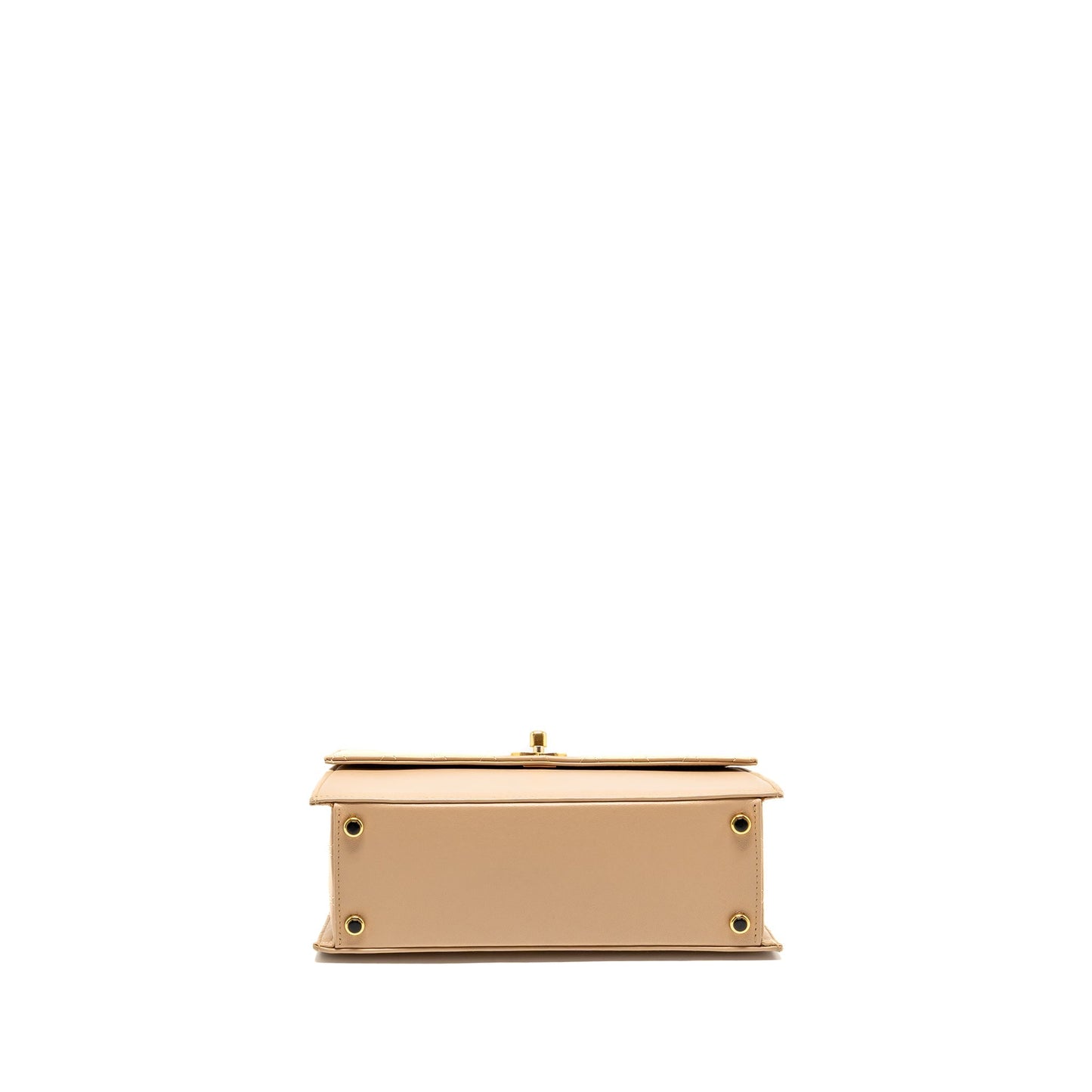 Chanel Vintage Trapezoid Shoulder Bag Quilted Lambskin Beige GHW