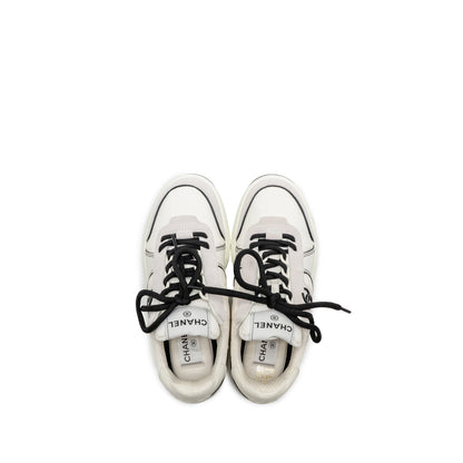 Chanel Size 36 CC Sneakers Suede/Fabric/Calfskin White/Light Grey/Black
