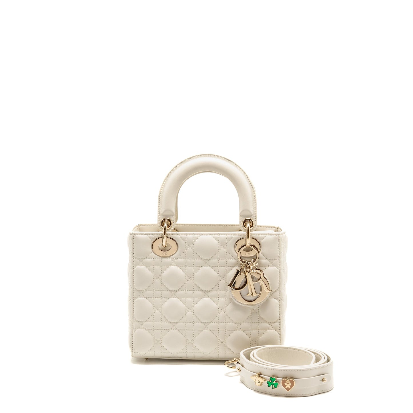 Dior Small Lady Dior My ABCDior Purse Cannage Lambskin White