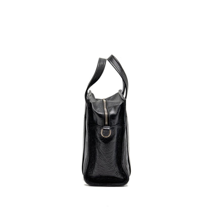 Balenciaga Bazar Mini Shopper/Tote Purse Crackled Calfskin Black
