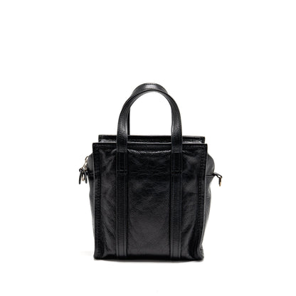 Balenciaga Bazar Mini Shopper/Tote Purse Crackled Calfskin Black