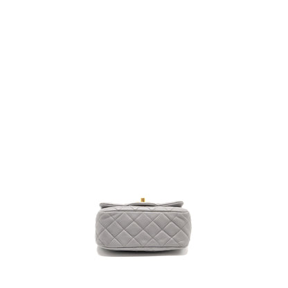 Chanel Pearl Crush Mini Square Flap Bag Lambskin grey GHW (Microchip)