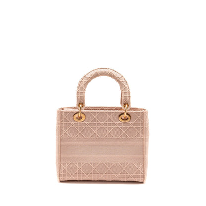 Dior Medium Lady D-Lite Purse Cannage Embroidery Rosewood
