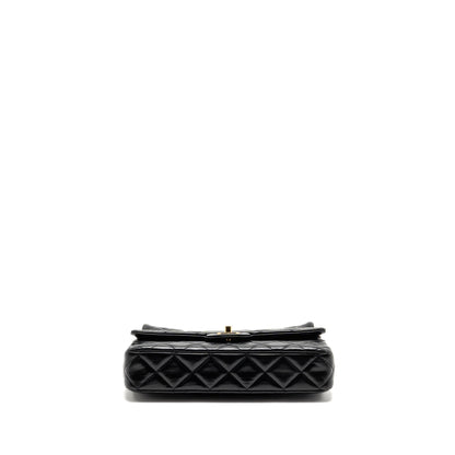 Chanel 23A Classic Flap Clutch Shiny Calfskin Black GHW (microchip)