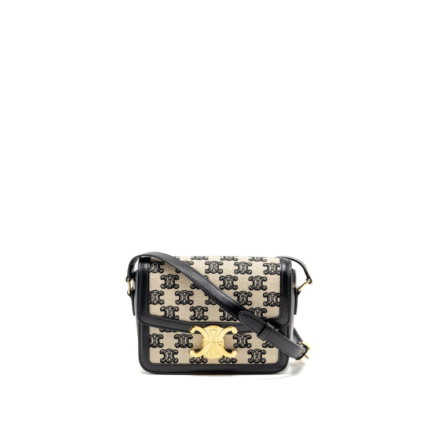 Celine Teen Triomphe Purse Triomphe Canvas/Calfskin Black/White