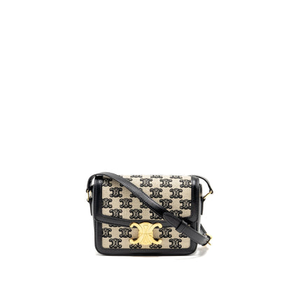 Celine Teen Triomphe Purse Triomphe Canvas/Calfskin Black/White