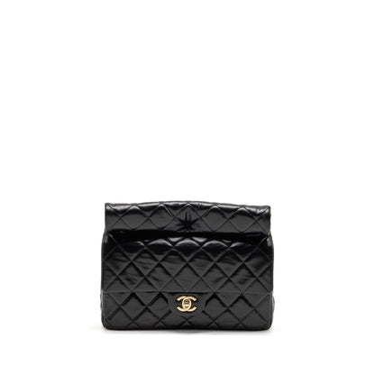 Chanel 23A Classic Flap Clutch Shiny Calfskin Black GHW (microchip)