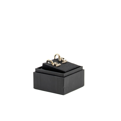 Chanel CC drop earrings black / white/ light gold tone