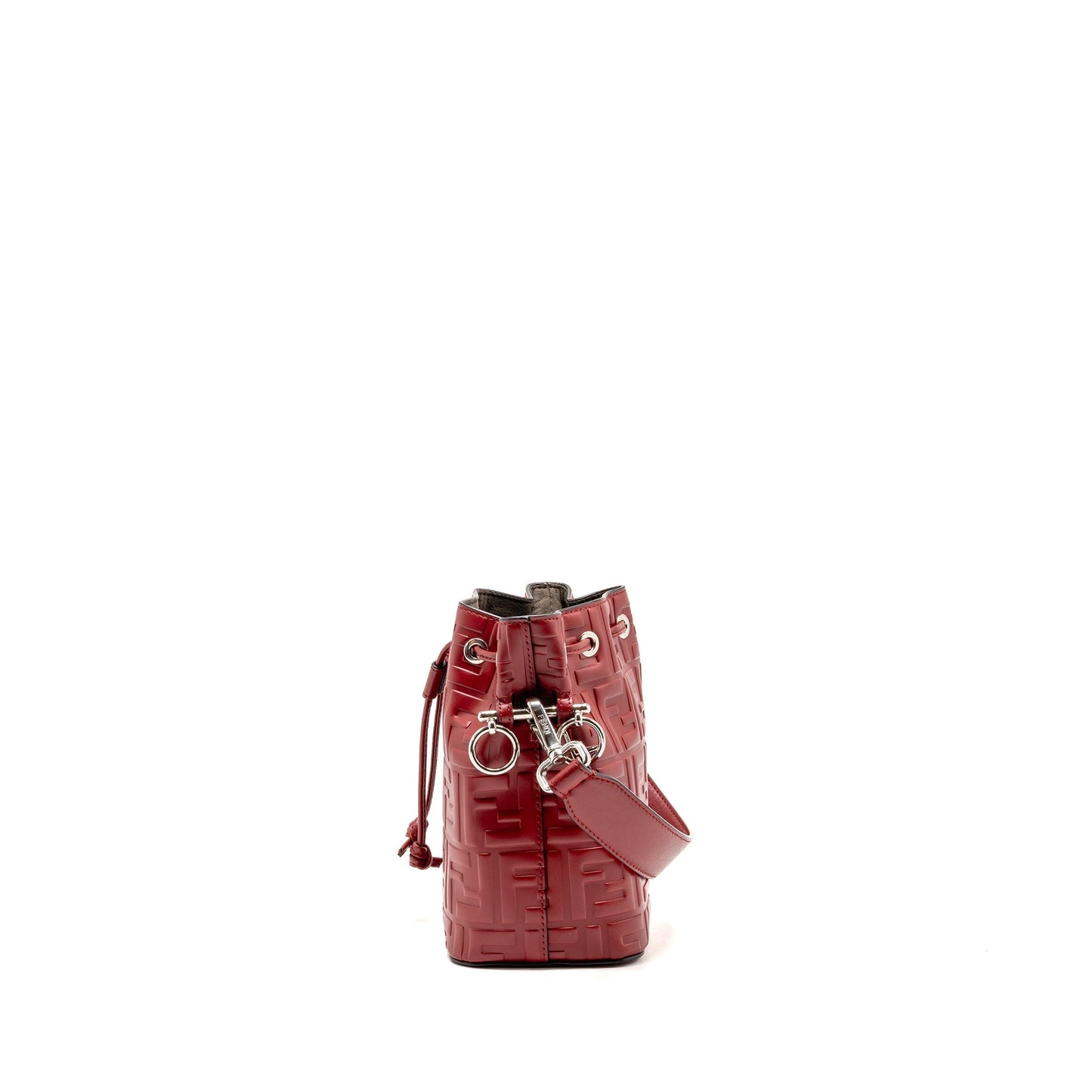 Fendi Mon Tresor Mini Bucket Purse Leather Red
