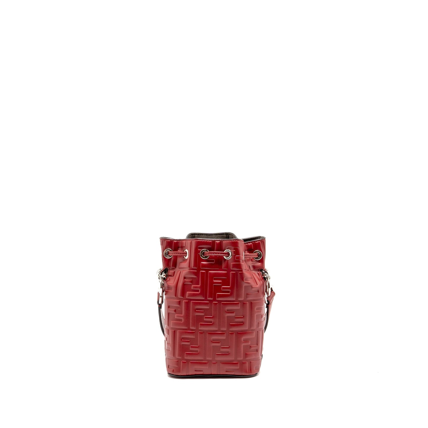 Fendi Mon Tresor Mini Bucket Purse Leather Red
