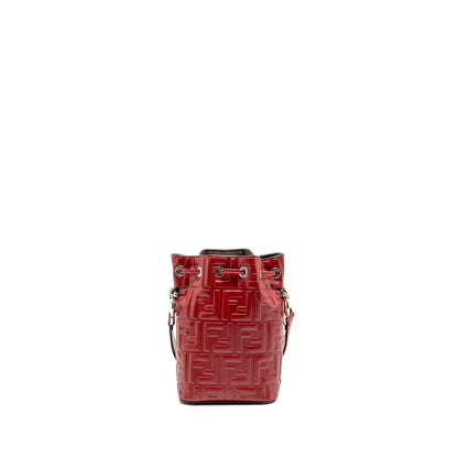 Fendi Mon Tresor Mini Bucket Purse Leather Red