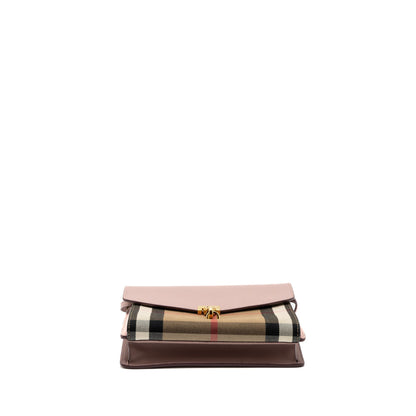 Burberry house check crossbody Purse canvas / calfskin leather multicolor light pink
