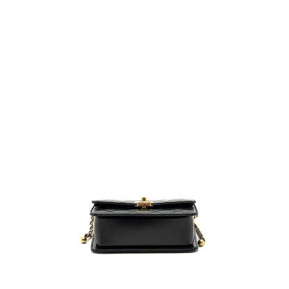 Chanel 24c Gold Crush Mini Flap Bag Calfskin Black GHW (Microchip)