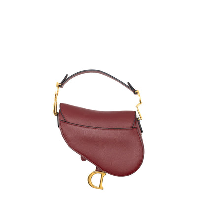 Dior Mini Saddle Purse Grained Calfskin Red