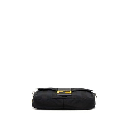 Fendi 20FW Large Baguette Purse Nylon/Leather Black/Yellow