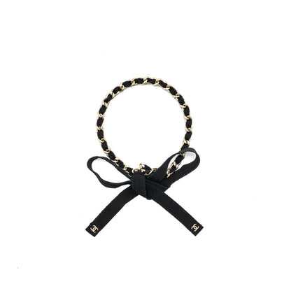 Chanel Grosgrain CC Bow Chain Belt Black LGHW