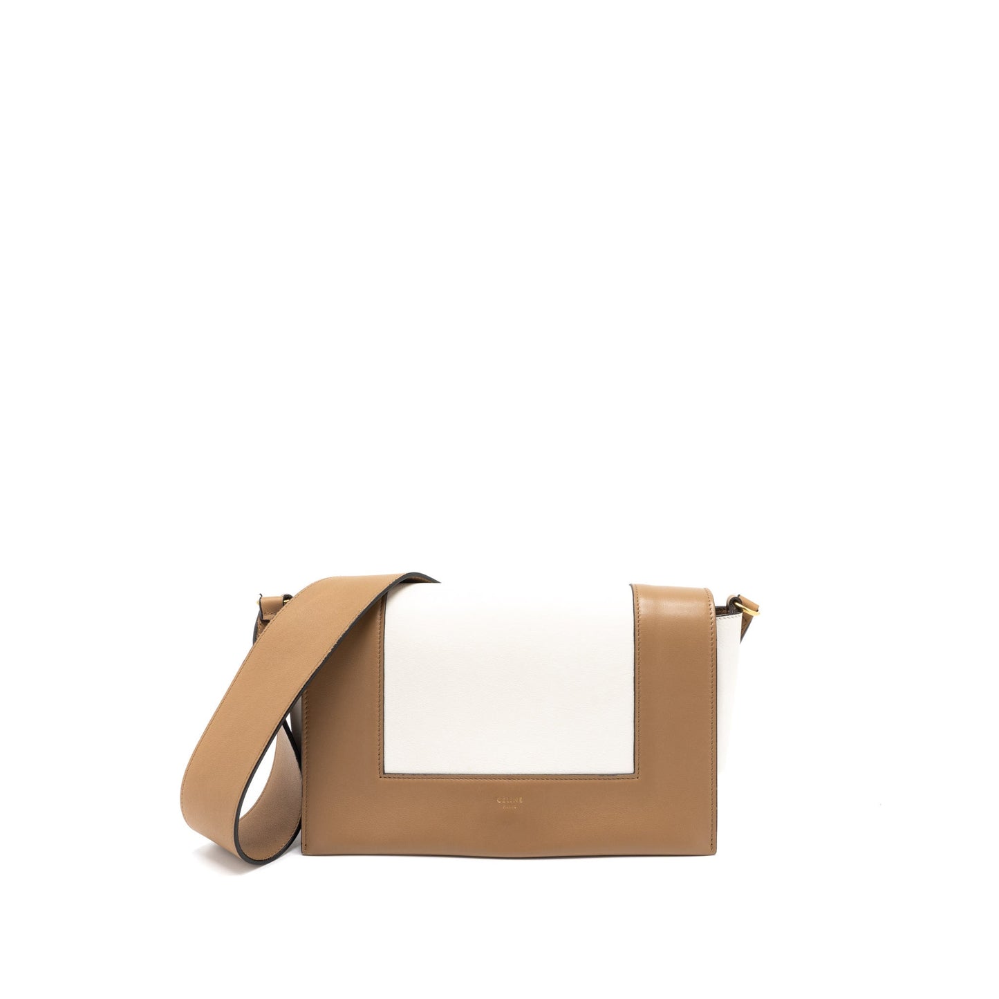 Celine Frame Purse Calfskin Cream/Brown Brushed