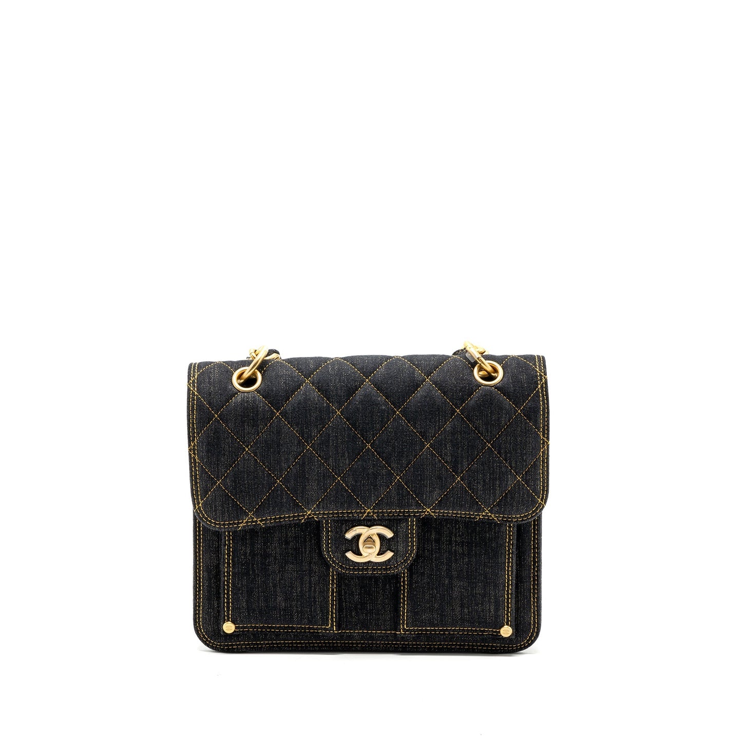 Chanel 23S flap backpack denim dark blue Brushed GHW (microchip)