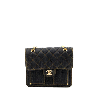 Chanel 23S flap backpack denim dark blue Brushed GHW (microchip)