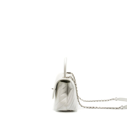 Chanel chevron small coco handle caviar iridescent white SHW