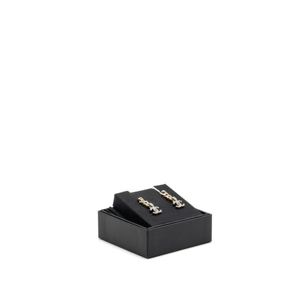 Chanel CC logo dropped earrings crystal silver/gold tone