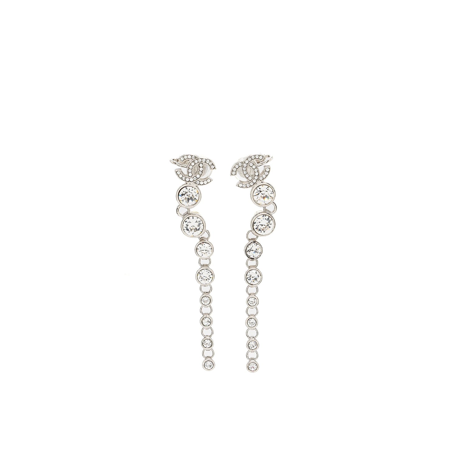 Chanel CC logo Crystal Drop Earrings SHW