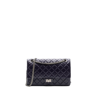 CHANEL Large 2.55  REISSUE FLAP BAG AGED CALFSKIN DARK PURPLE RUTHENIUM HARDWARE