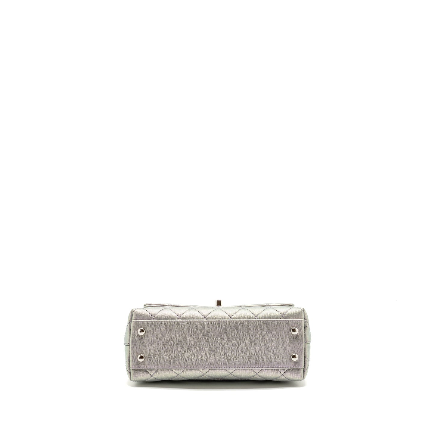 Chanel Small Coco Handle Caviar Iridescent Light Blue Multicolour Hardware(microchip)