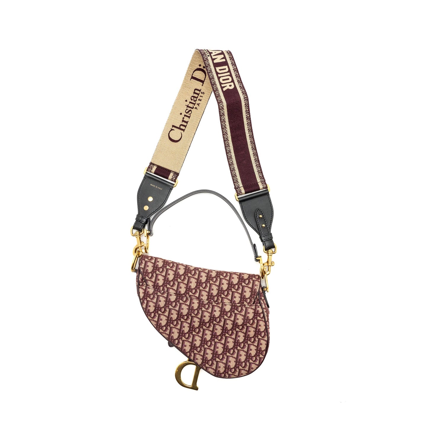 Dior Medium Saddle Purse Red Oblique Embroidery With An Extra Dior Strap