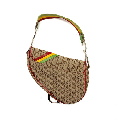 Dior Vintage Saddle Purse Canvas/ Leather Multicolour
