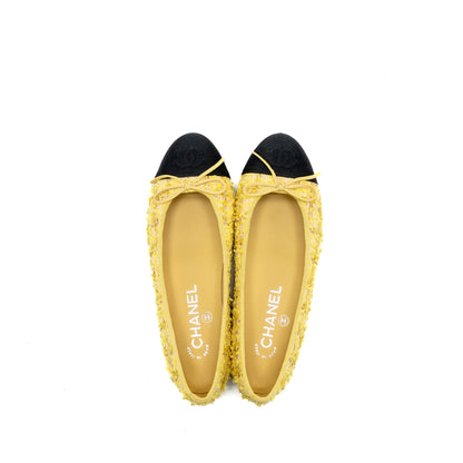 Chanel size 35 Ballerinas Flat Shoes Tweed Yellow/Black