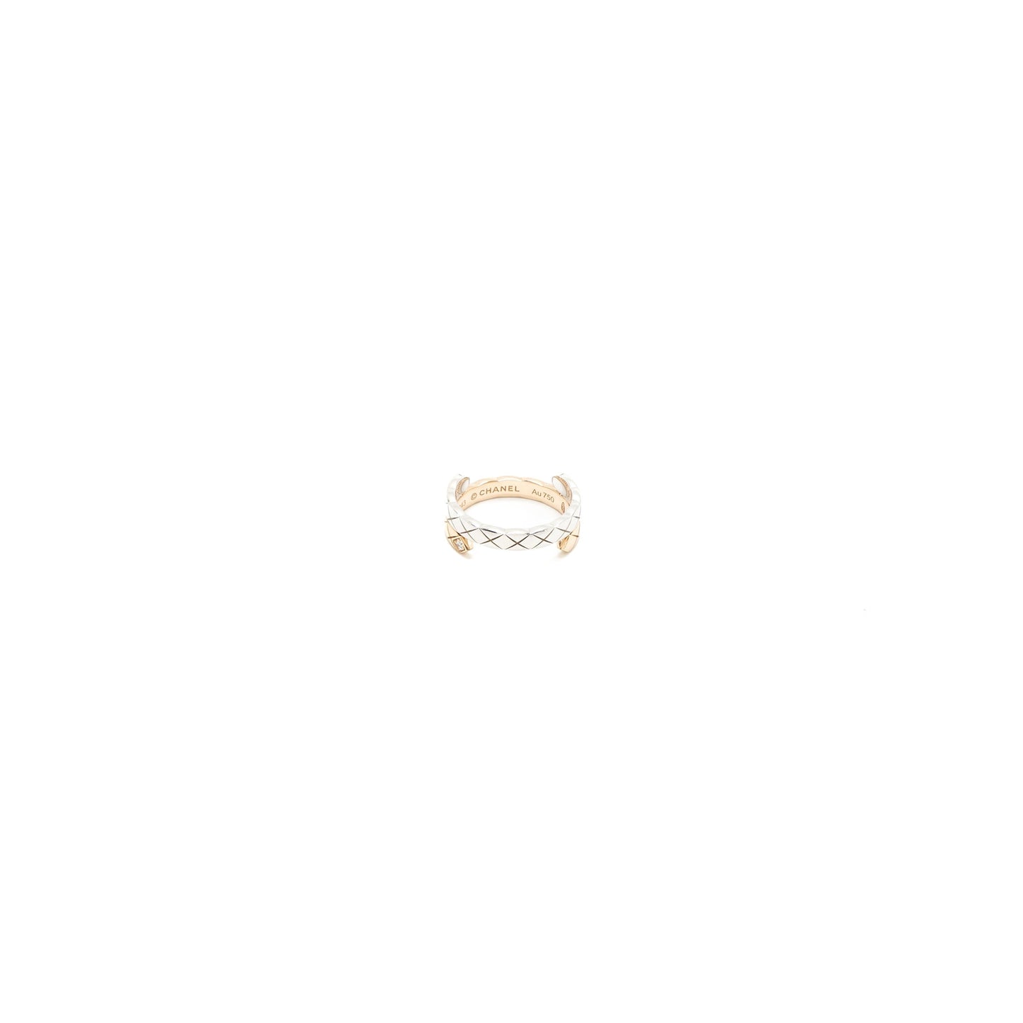 Chanel Size 49 Coco Crush TOI Et MOI Ring, Small Version White/Beige Gold Diamonds