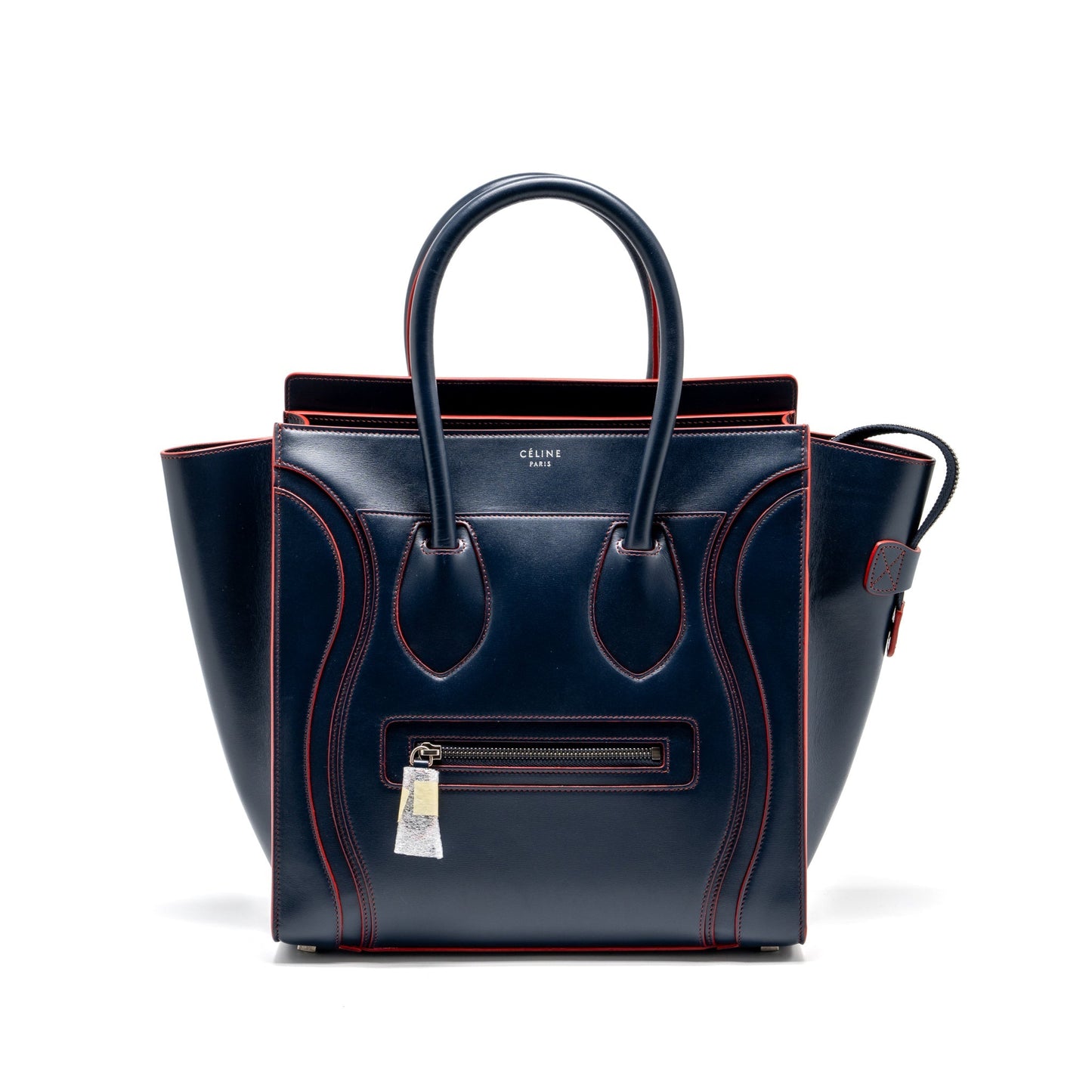 Celine Luggage Tote Purse Calfskin Blue/Red