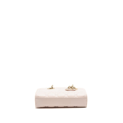 Dior Small Lady D-Joy Purse Cannage Lambskin Powder Pink
