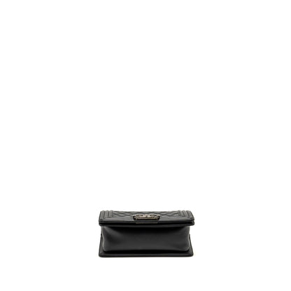 Chanel small Boy Bag Calfskin Black Ruthenium Hardware (Microchip)