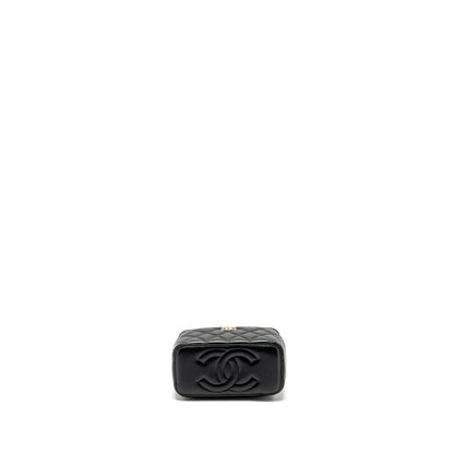 Chanel Top Handle Long Vanity Case Lambskin BLACK LGHW (Microchip)