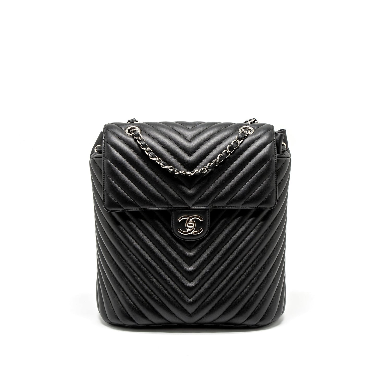 Chanel Urban Spirit Backpack Chevron Calfskin Black SHW