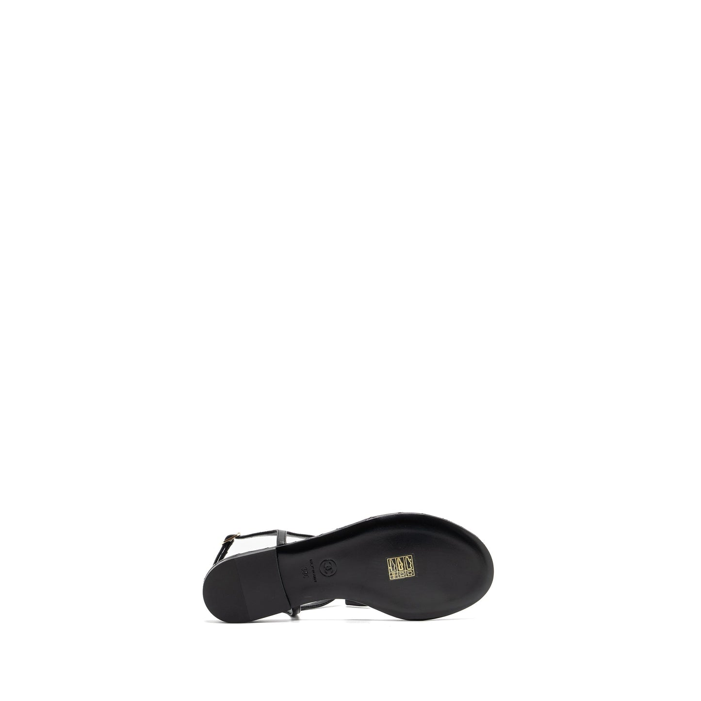 Chanel size 38 camellia leather Sandals black LGHW