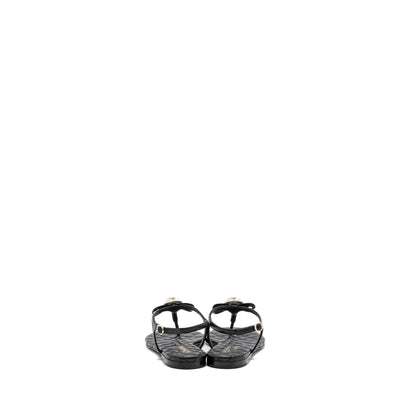 Chanel size 38 camellia leather Sandals black LGHW