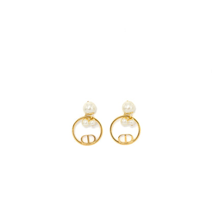 Dior pearl and round drop earrings gold tone