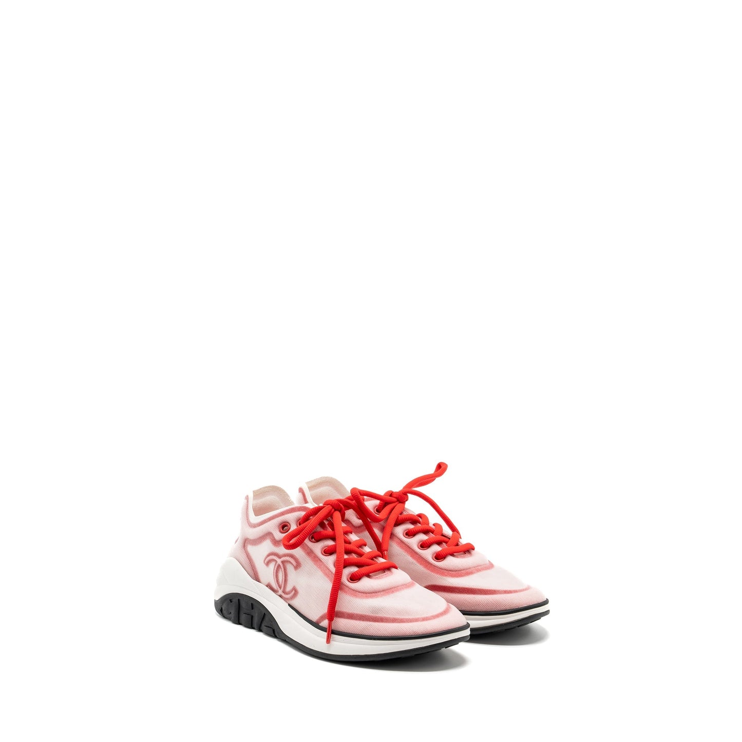 Chanel size 38.5 CC logo sneakers red/ white/ black