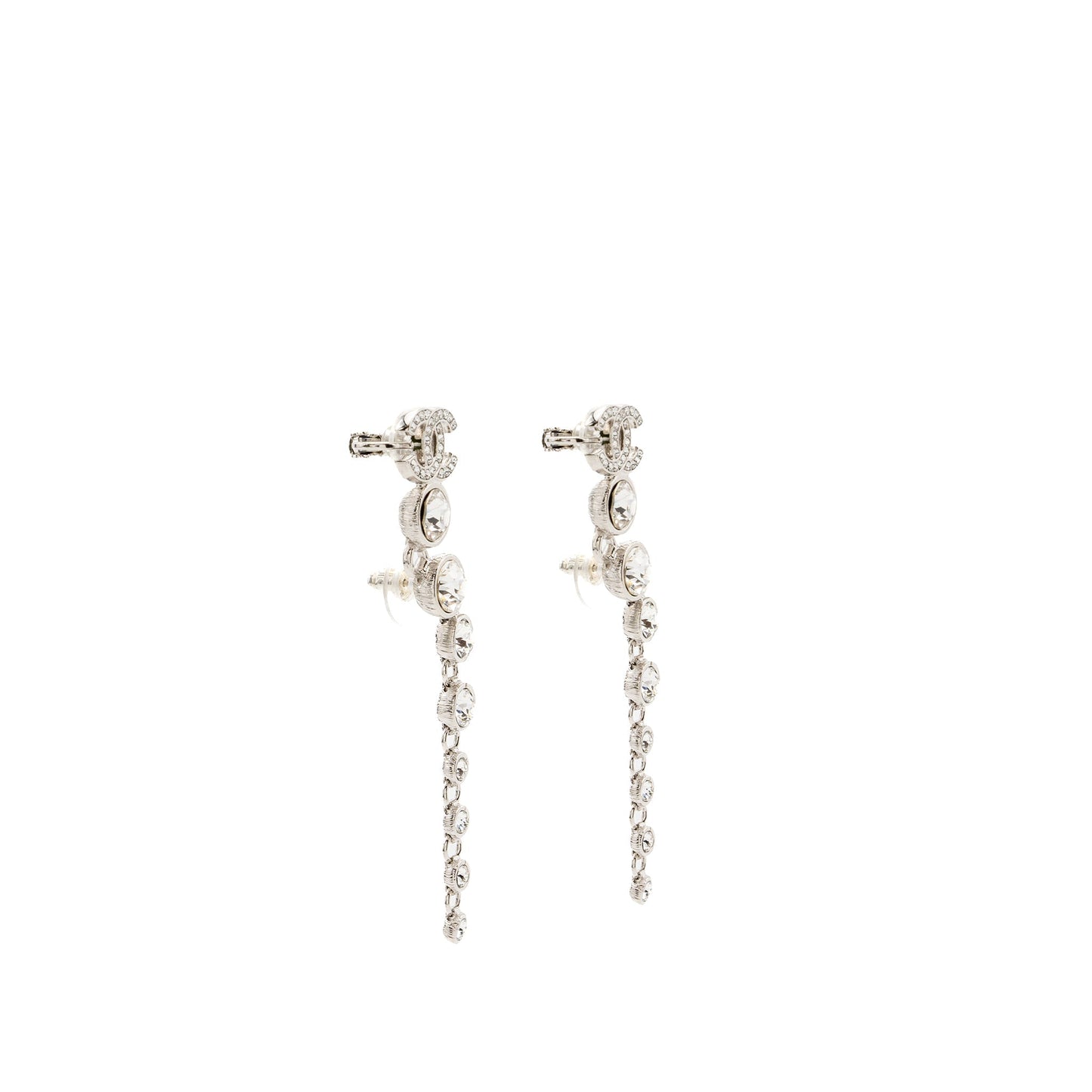 Chanel CC logo Crystal Drop Earrings SHW
