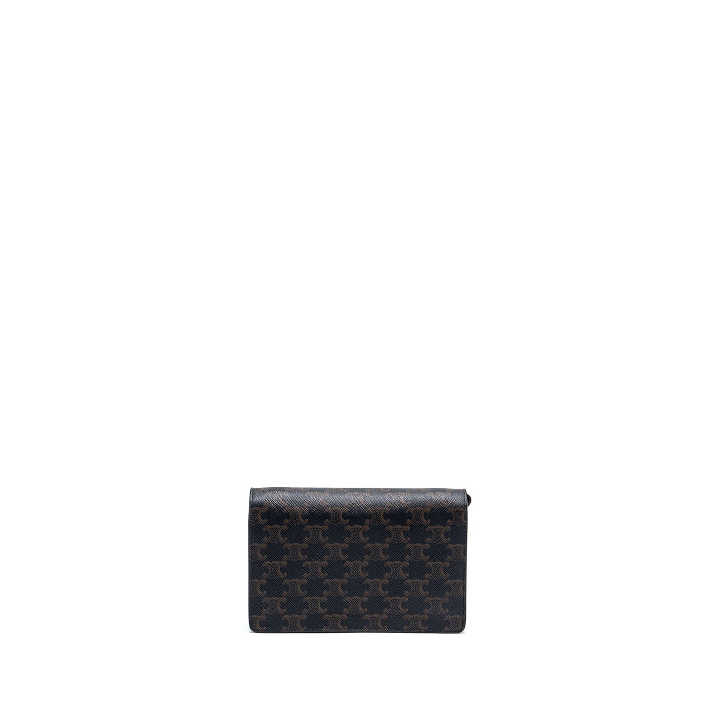 Luxury CELINE Wallet On Strap Triomphe Canvas/Smooth Lambskin Tan