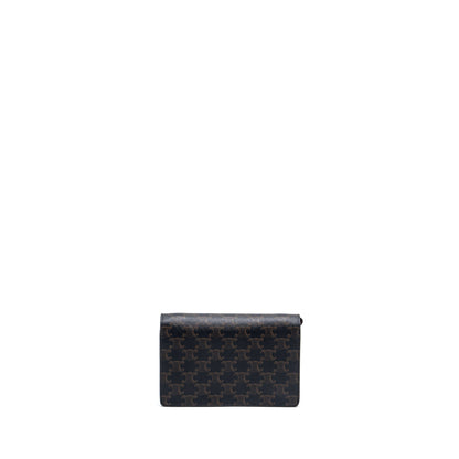 Luxury CELINE Wallet On Strap Triomphe Canvas/Smooth Lambskin Tan
