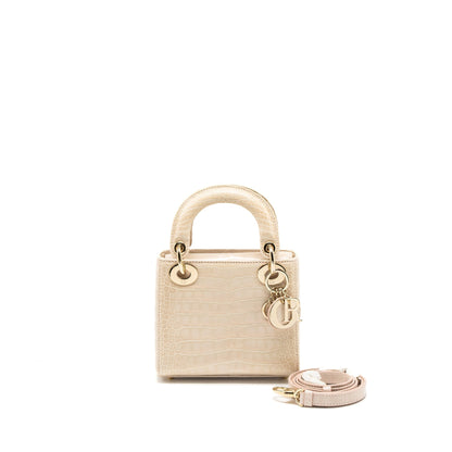Dior Mini Lady Dior Alligator Mississippiensis Light Pink
